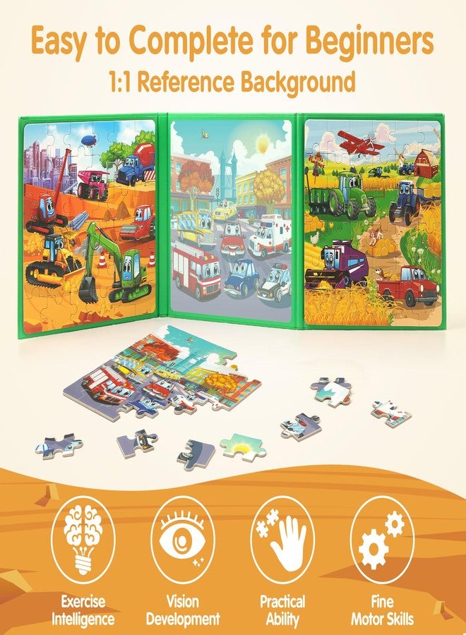 SYNARRY Vehicle Theme Magnetic Puzzles for Toddlers 3-5, 36 Pieces Travel Puzzles for Kids Ages 4-8, Easter Basket Stuffers Valentines Day Gifts for Kids, Car Airplane Road Trip Activities Toys - Image 4